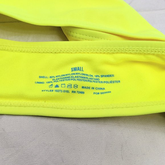 Fluorescent Yellow Bandeau High Rise Bikini SZ S - Picture 4 of 7
